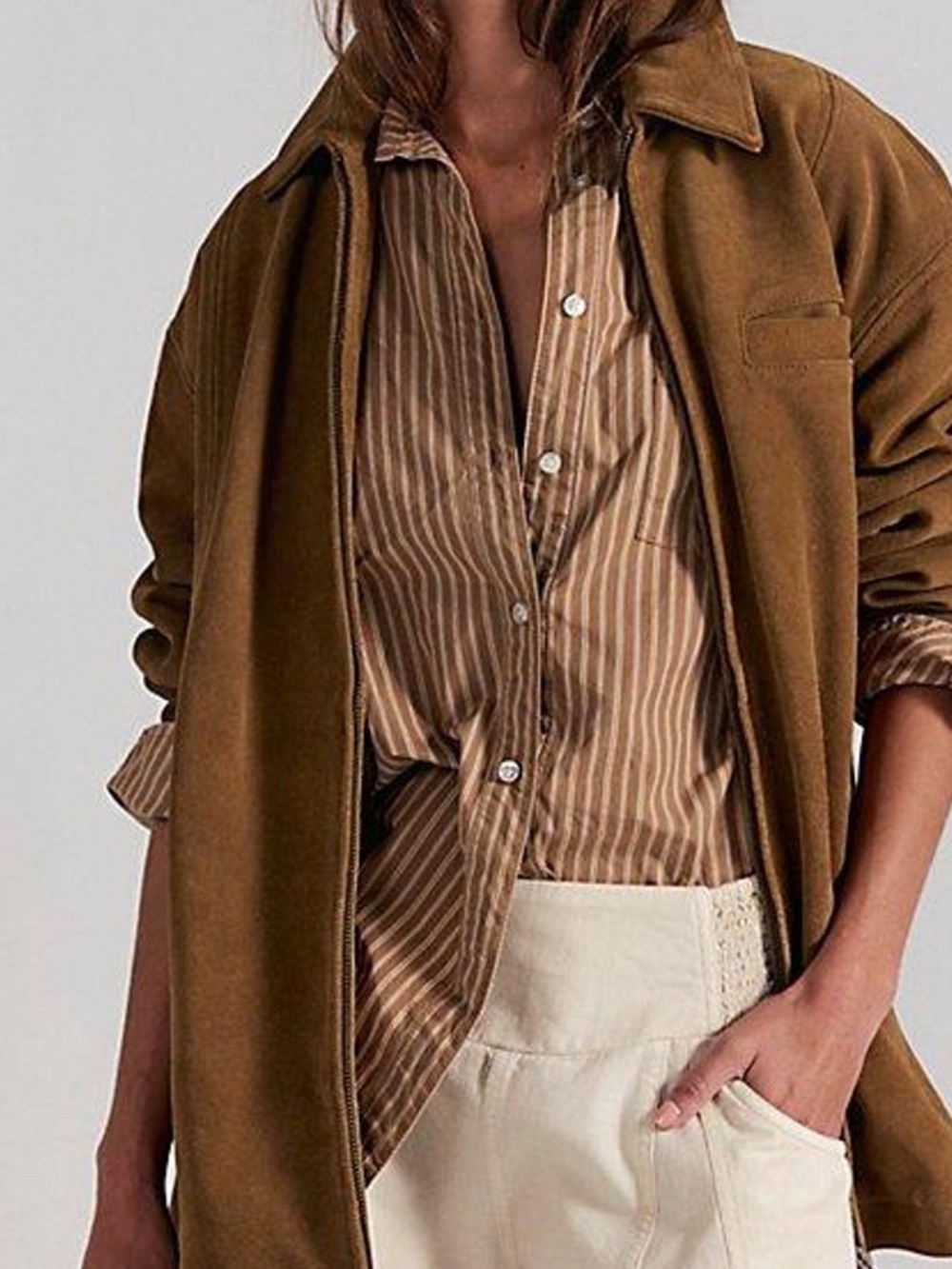 Free People Sabine Striped Articulated Shirt Button Down Cotton Sz XL NWOT - Picture 4 of 16